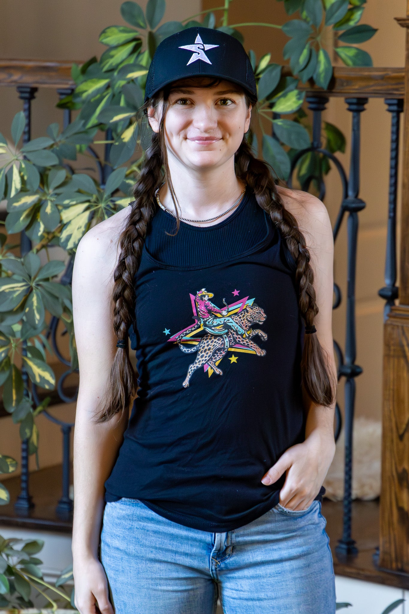 Rodeo Leopard Women’s fitted racerback tank top