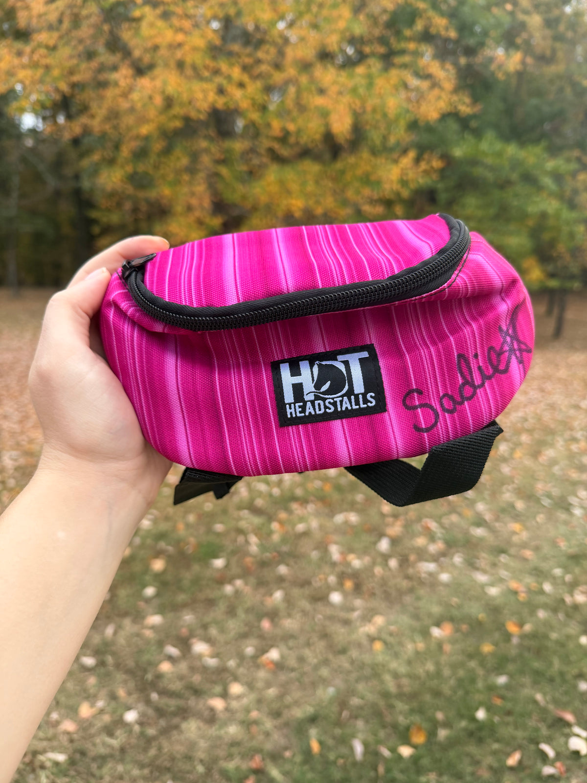 Signed Saddle Pouch Pink Serape